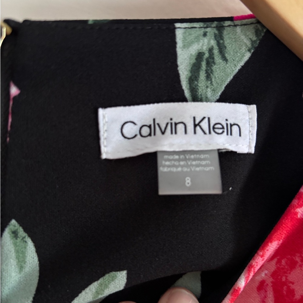 Calvin Klein Black Dress with Pink Floral Print size 8 - Picture 3 of 5